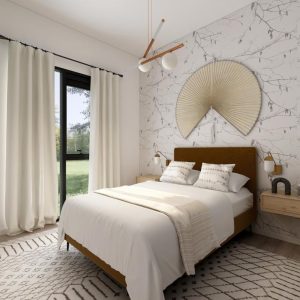 Vinyl wallcovering installation at an Airbnb near Wisconsin Dells, Wisconsin